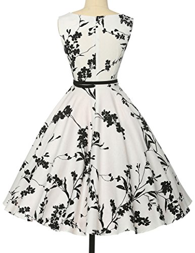 Schoene Blumenmuster festliches Kleid sommerkleid knielang rockabilly kleid L - 2