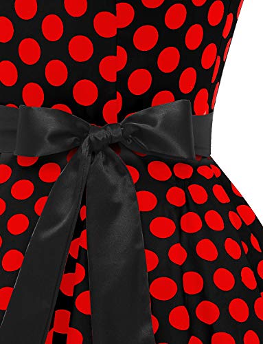 Dressystar Vintage Tupfen Retro Cocktail Abschlussball Kleider 50er 60er Rockabilly Neckholder Rot Schwarz Dot M - 7