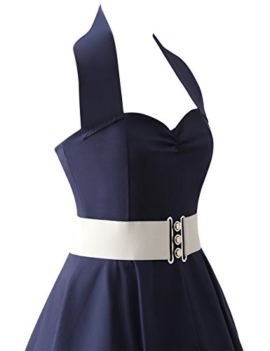 VKStar®Retro Chic ärmellos 1950er Audrey Hepburn Kleid / Cocktailkleid Rockabilly Swing Kleid Marineblau L - 4