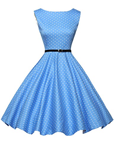 Damen rockabilly kleid 50s vintage sommerkleid polka dots audrey hepburn kleid cocktailkleider S