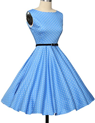 Damen rockabilly kleid 50s vintage sommerkleid polka dots audrey hepburn kleid cocktailkleider S - 4