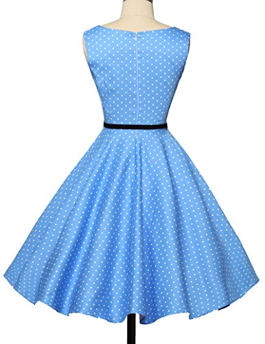 Damen rockabilly kleid 50s vintage sommerkleid polka dots audrey hepburn kleid cocktailkleider S - 2
