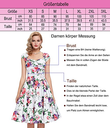 Damen rockabilly kleid 50s vintage sommerkleid polka dots audrey hepburn kleid cocktailkleider S - 3