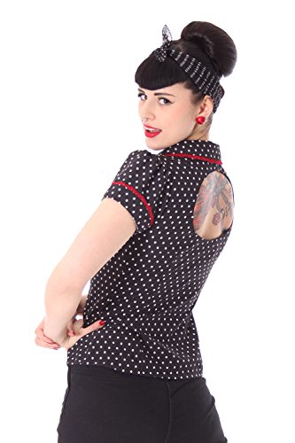 SugarShock Coleen 50er retro vintage Polka Dots Rockabilly Pin Up Puffärmel Bluse m. Rückenausschnitt - 4