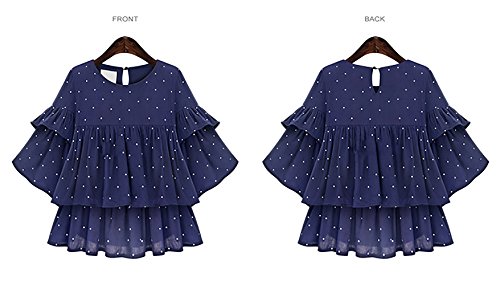 FIVE CATS Oversize Damen Chiffon Bluse Zweilagig Mit Top Fledermausärmel und Polka Dot-Design EU44-52 - 