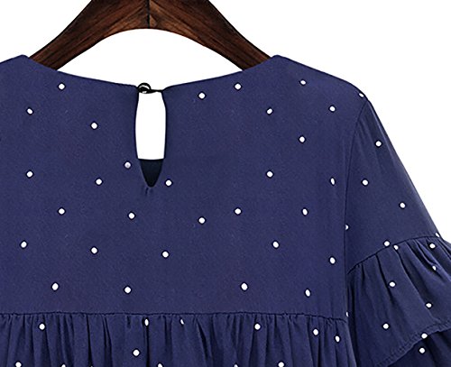 FIVE CATS Oversize Damen Chiffon Bluse Zweilagig Mit Top Fledermausärmel und Polka Dot-Design EU44-52 - 