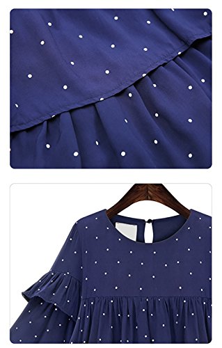 FIVE CATS Oversize Damen Chiffon Bluse Zweilagig Mit Top Fledermausärmel und Polka Dot-Design EU44-52 - 