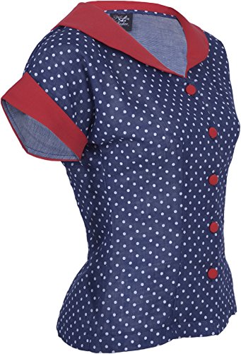 Küstenluder KAROLE Retro Polka Dots Punkte Vintage BLUSE Oberteil Rockabilly - 