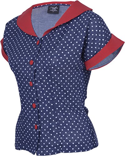 Küstenluder KAROLE Retro Polka Dots Punkte Vintage BLUSE Oberteil Rockabilly - 