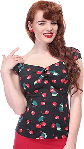 Collectif DOLORES 50s CHERRY Kirschen Pin Up Vintage BLUSE Rockabilly