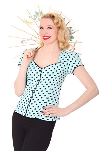 SugarShock Lucienne 50er retro vintage Polka Dots Rockabilly Pin Up Puffärmel Bluse