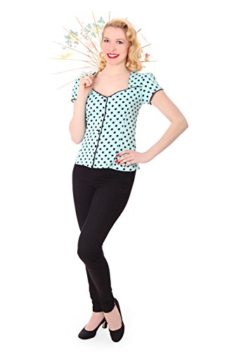 SugarShock Lucienne 50er retro vintage Polka Dots Rockabilly Pin Up Puffärmel Bluse - 6