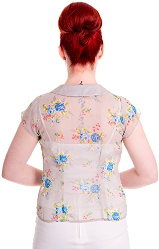 Hell Bunny ROSLYN Vintage Floral Chiffon Blüten Fifties BLUSE – Plus Size Rocka - 3