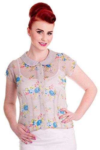 Hell Bunny ROSLYN Vintage Floral Chiffon Blüten Fifties BLUSE – Plus Size Rocka - 4