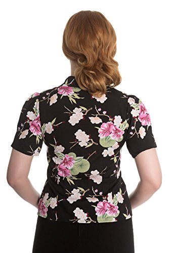 Hell Bunny FREYA Vintage Bow Retro CHERRY BLOSSOM Orchid BLUSE Rockabilly - 