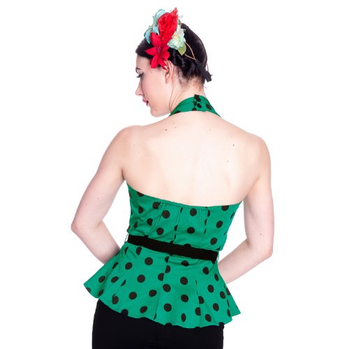 Hell Bunny Top ADELAIDE HALTER TOP green S - 