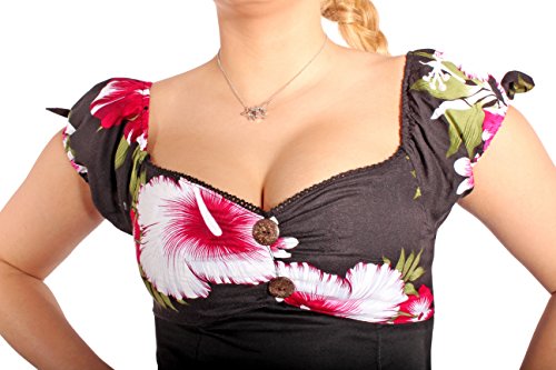 Hawaii rockabilly Hibiskus Blüten Carmen Kokosnuss Puffärmel Shirt TOP - 