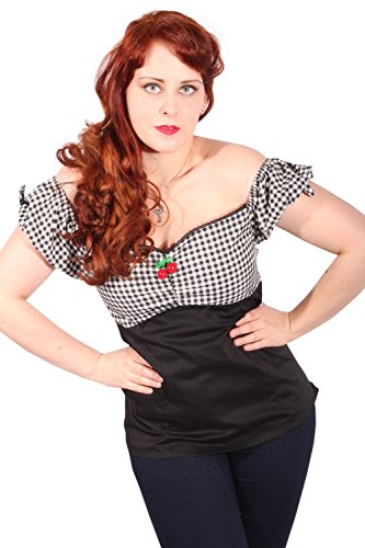 Gingham rockabilly retro Cherry Karo fifties Kirschen Carmen Shirt TOP - 