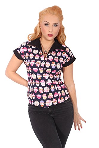 50s DINER Style Muffin PIN UP retro rockabilly Cupcake Hemd Bluse - 