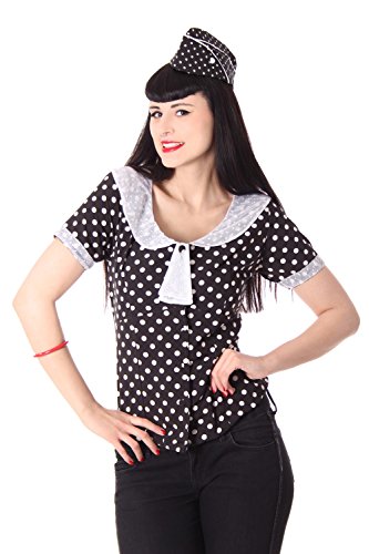 SugarShock Soraya 50er retro vintage Polka Dots Kragen Rockabilly Bluse