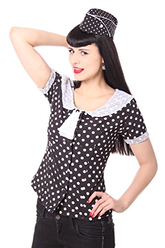 SugarShock Soraya 50er retro vintage Polka Dots Kragen Rockabilly Bluse - 