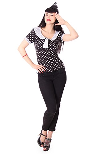 SugarShock Soraya 50er retro vintage Polka Dots Kragen Rockabilly Bluse - 