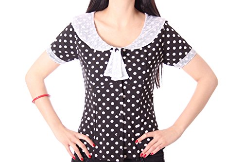 SugarShock Soraya 50er retro vintage Polka Dots Kragen Rockabilly Bluse - 