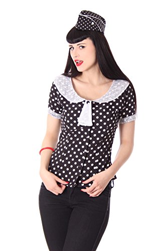 SugarShock Soraya 50er retro vintage Polka Dots Kragen Rockabilly Bluse - 