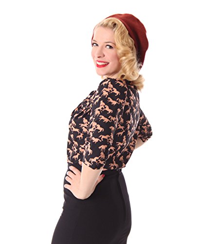 SugarShock Peppina Rockabilly 50s Pin Up retro Pferde Shirt 3/4 Arm Bluse - 