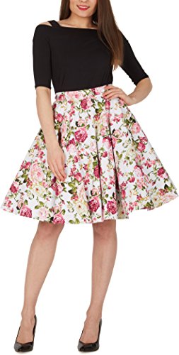 BlackButterfly Floral 'Divinity' 1950er-Jahre Swing Tellerrock (Elfenbein, EUR 36 - XS)