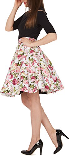 BlackButterfly Floral ‚Divinity‘ 1950er-Jahre Swing Tellerrock (Elfenbein, EUR 36 – XS) - 2