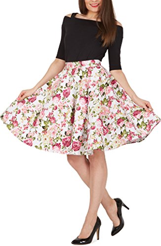 BlackButterfly Floral ‚Divinity‘ 1950er-Jahre Swing Tellerrock (Elfenbein, EUR 36 – XS) - 5