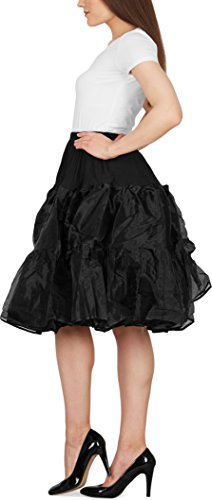 Black Butterfly 25″ Rockabilly Petticoat 1950er-Jahre Komplett aus Satin-Organza Tellerrock (Schwarz, EUR 36 – 42) - 2