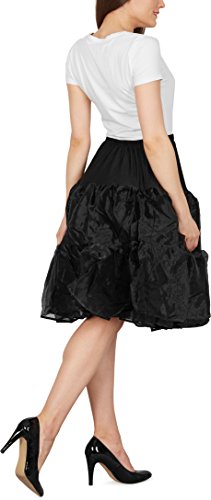 Black Butterfly 25″ Rockabilly Petticoat 1950er-Jahre Komplett aus Satin-Organza Tellerrock (Schwarz, EUR 36 – 42) - 3