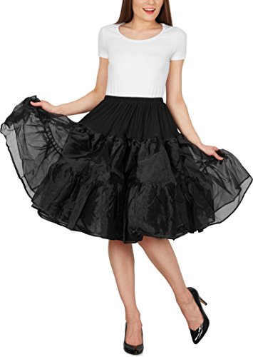 Black Butterfly 25″ Rockabilly Petticoat 1950er-Jahre Komplett aus Satin-Organza Tellerrock (Schwarz, EUR 36 – 42) - 4