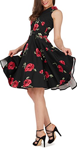 Black Butterfly ‚Luna‘ Retro Infinity Kleid im 50er-Jahre-Stil (Große Rote Rosen, EUR 36 – XS) - 4