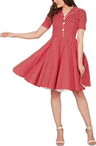 BlackButterfly 'Sabrina' Vintage Polka-Dots Kleid im 50er-J-Stil (Rot, EUR 44 - XL)