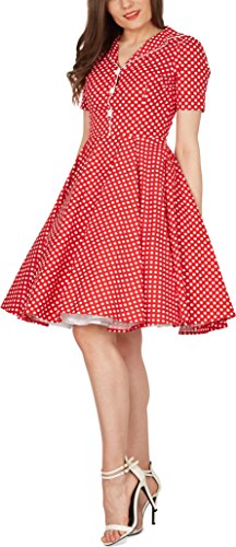 BlackButterfly ‚Sabrina‘ Vintage Polka-Dots Kleid im 50er-J-Stil (Rot, EUR 44 – XL) - 5