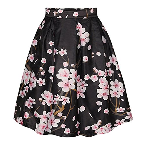 Sasairy Frauen Fashion Print Galaxy A-linien Röcke Retro Elegant Faltenrock Sexy Knielang Hohe Cocktail Party Minikleider Vintage Damen Skirts EU 38-40 Farbe-008 - 4