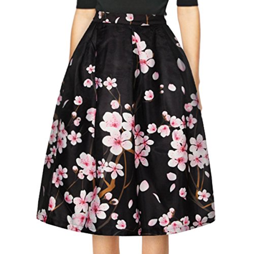 Sasairy Frauen Fashion Print Galaxy A-linien Röcke Retro Elegant Faltenrock Sexy Knielang Hohe Cocktail Party Minikleider Vintage Damen Skirts EU 38-40 Farbe-008 - 2