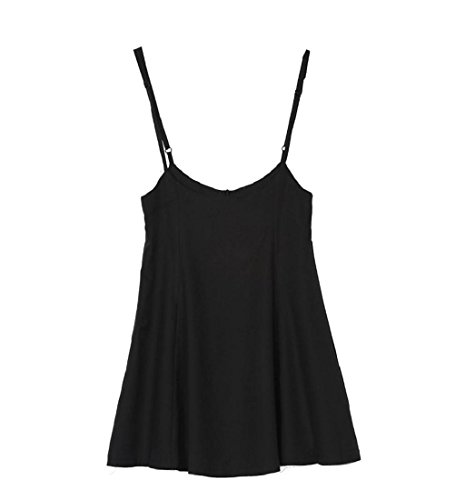 Rcool Frauen Mode schwarzen Rock mit Schulterriemen plissiert Mini Kleid Schwarz (XXL) - 4