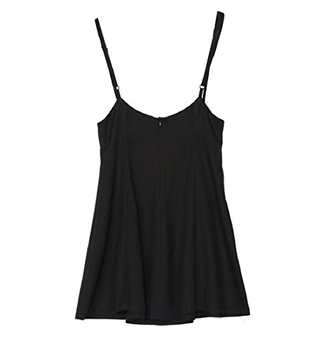 Rcool Frauen Mode schwarzen Rock mit Schulterriemen plissiert Mini Kleid Schwarz (XXL) - 5