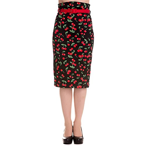 Hell Bunny CHERRY Pop Kirschen 50s Retro PENCIL Skirt / Rock Rockabilly