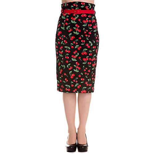 Hell Bunny CHERRY Pop Kirschen 50s Retro PENCIL Skirt / Rock Rockabilly