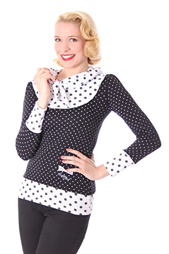 SugarShock Madlen Polka Dots 50er retro Pin Up Rockabilly Schalkragen Longsleeve Shirt