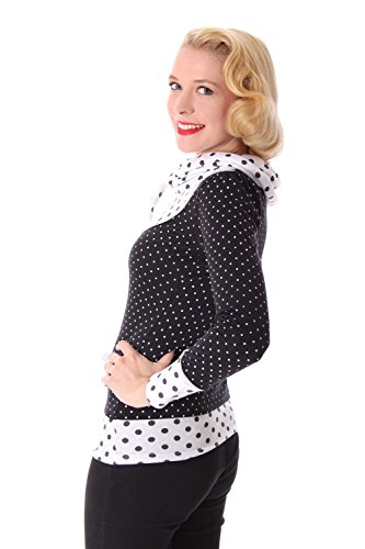 SugarShock Madlen Polka Dots 50er retro Pin Up Rockabilly Schalkragen Longsleeve Shirt - 