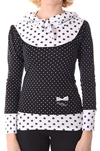 SugarShock Madlen Polka Dots 50er retro Pin Up Rockabilly Schalkragen Longsleeve Shirt - 