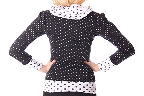 SugarShock Madlen Polka Dots 50er retro Pin Up Rockabilly Schalkragen Longsleeve Shirt - 