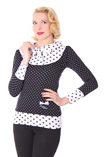 SugarShock Madlen Polka Dots 50er retro Pin Up Rockabilly Schalkragen Longsleeve Shirt - 