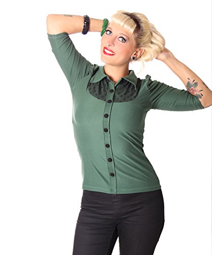 SugarShock Letizia 50s retro Pin Up 3/4 Arm Shirt Longsleeve schlicht